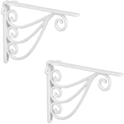 Relaxdays - Set da 2 Staffe per Mensole, 23,5x4x18 cm, Supporti Design Antico, Reggimensola Angolari per Scaffali, Bianco