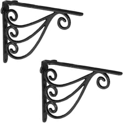 Relaxdays - Set da 2 Staffe per Mensole, 23,5x4x18 cm, Supporti Design Antico, Reggimensola Angolari per Scaffali, Nero