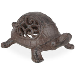 Relaxdays - Tartaruga Decorativa, Statua da Giardino, Figura in Ghisa, HxLxP: 6,5x10x15 cm, Esterni e Interni, Marrone