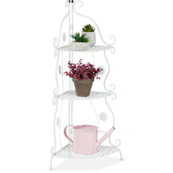 Relaxdays - Scaffale Portafiori, Metallo, Fioriera Esterno e Interno, 6 Mensole Porta Piante e Fiori, 107x44x24 cm, Bianco