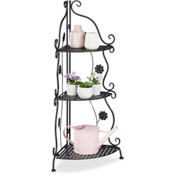 Relaxdays - Scaffale Portafiori in Metallo, Fioriera Esterno e Interno, 6 Mensole Porta Piante e Fiori, 107x44x24 cm, Nero