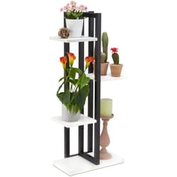 Relaxdays - Scaffale Portavasi, 4 Ripiani Quadrati, Mobile Portafiori Metallo, 93x42,5x22,5 cm, Tavolino per Vasi, Bianco