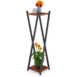 Relaxdays Portavaso a Colonna, Scaffale Porta Fiori 99x29x29, Moderno, Piedistallo Design Scandinavo, Nero Marrone Scuro
