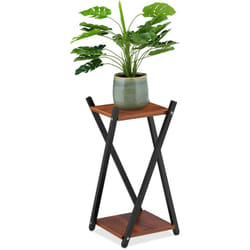 Relaxdays - Portavaso a Colonna, Scaffale Porta Fiori 57x29x29 cm, Tavolino, Piedistallo Design, Nero Marrone Scuro