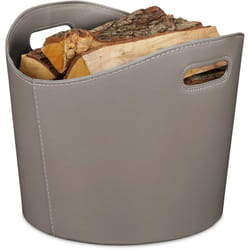 Relaxdays - Cesta Portalegna in Similpelle, con Manici, Utilizzo Versatile, Trasportabile, hd: 32 x 38 cm, Grigio Scuro