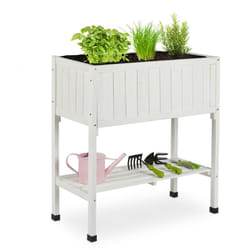 Relaxdays - Fioriera Rialzata in Legno di Abete, h x l x p: 80 x 74 x 38 cm, Aiuola Alta per Giardino, Balcone, Bianco