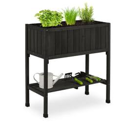 Relaxdays - Fioriera Rialzata in Legno di Abete, h x l x p: 80 x 74 x 38 cm, Aiuola Alta per Giardino, Balcone, Nero