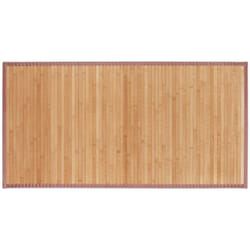 Tappeto in Bambù, Resistente all'Umidità, Antiscivolo, Bordi in Tessuto, Bagno, 61x122cm, Legno Naturale - Relaxdays