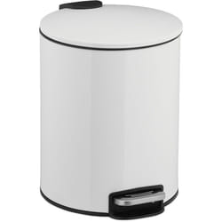 Relaxdays - Pattumiera Bagno, 5 l, Cestino Cosmetici, Pedale, Chiusura Soft-close, Cesto Interno Rimovibile, Ferro, Bianco