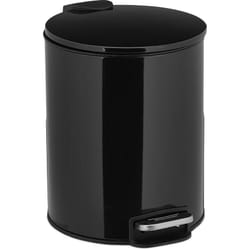 Relaxdays - Pattumiera Bagno, 5 l, Cestino Cosmetici, Pedale e Chiusura Soft-close, Cesto Interno Rimovibile, Ferro, Nero