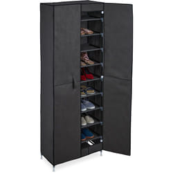 Relaxdays Scarpiera Salvaspazio, 10 Ripiani, 30 Scarpe, Rivestimento Tessuto, Anta Magnetica 168x61x31,5 cm, Antracite