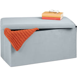 Relaxdays - Panca Contenitore, Seduta Imbottita, 80 l, Pouf Cassapanca per Corridoio e Salotto, 38x77x39 cm, Grigio Chiaro