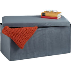 Relaxdays - Panca Contenitore, Seduta Imbottita, 80 l, Pouf Cassapanca per Corridoio e Salotto, 38x77x39 cm, Grigio Scuro