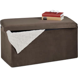 Relaxdays - Panca Contenitore, Seduta Imbottita, 80 Litri, Pouf Cassapanca per Corridoio e Salotto, 38x77x39 cm, Marrone