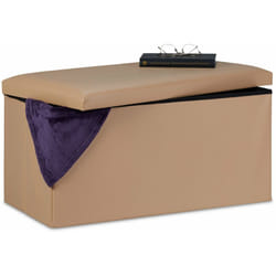 Relaxdays - Panca con Contenitore, in Similpelle, Pieghevole, Imbottito, per Corridoio, HxLxP 37,5x76,5x38,5 cm, Beige