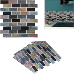 Relaxdays Set da 10 Piastrelle Autoadesive, per Bagno e Cucina, HL31x31cm, 3D, Effetto Pietra, Impermeabili, Vari Colori