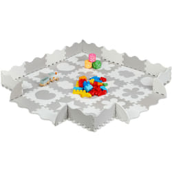 Relaxdays - Tappeto Puzzle in 52 parti, in Gommapiuma eva, Privo di Sostanze Nocive, 1,4 m² ca., con Motivo, Bianco/Grigio