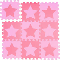 Relaxdays - Tappeto Puzzle con Stelle, 9 Tasselli, 18 Parti, Gommapiuma eva Atossico Area da Gioco 91 x 91 cm, Rosa