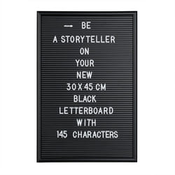 Relaxdays - Letter Board con Cornice, Lettere Numeri Caratteri Speciali, Bacheca con Scanalature xl, 30x45 cm, Nero