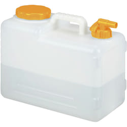Tanica con Rubinetto, 15 Litri, Plastica Senza bpa, Coperchio, Manico, Bottiglia Viaggio, Bianco Arancione - Relaxdays