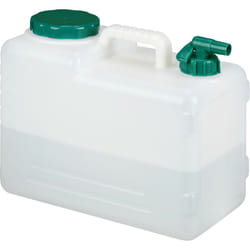 Relaxdays Tanica con Rubinetto, 15 Litri, Plastica Senza BPA, Coperchio e Manico, Bottiglia da Viaggio, Bianco Verde
