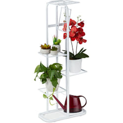 Relaxdays - Scaffale Portafiori, Metallo, Fioriera da Esterno e Interno, 6 Mensole Porta Piante, 107 x 44 x 24 cm, Bianco