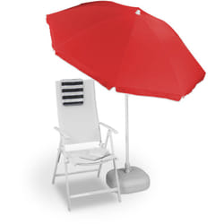 Ombrellone da Giardino, Spiaggia, Diametro 180cm, 8 Stecche, Poliestere, Inclinabile, Rosso - Relaxdays