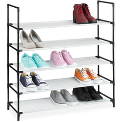 Scarpiera in tnt con Sistema ad Incastro, a 5 Livelli, per 20 Paia di Scarpe, hlp 90,5x87,5x30 cm, Bianco - Relaxdays