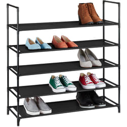 Scarpiera in tnt con Sistema ad Incastro, a 5 Livelli, per 20 Paia di Scarpe, hlp 90,5x87,5x30 cm, Nero - Relaxdays