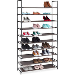 Scarpiera in tnt Sistema ad Incastro, a 10 Livelli, per 50 Paia di Scarpe, hlp 5 x 176 x 28 cm, Marrone - Relaxdays