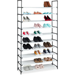 Scarpiera in tnt Sistema ad Incastro, a 10 Livelli, per 50 Paia di Scarpe, hlp 5 x 176 x 28 cm, Bianco - Relaxdays