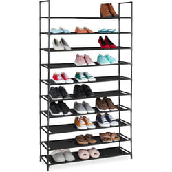 Scarpiera in tnt Sistema ad Incastro, a 10 Livelli, per 50 Paia di Scarpe, hlp 5 x 176 x 28 cm, Nero - Relaxdays