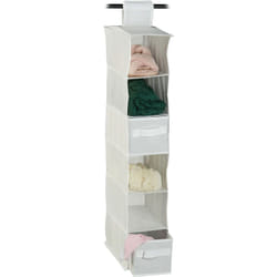 Organizer Armadio per Stoffa, 6 Scomparti, 2 Cassetti, Scaffale da Appendere 82 x 14,4 x 30 cm, Bianco - Relaxdays
