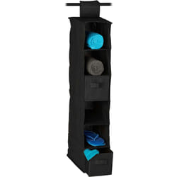 Organizer Armadio per Stoffa, 6 Scomparti, 2 Cassetti, Scaffale da Appendere 82 x 14,4 x 30 cm, Nero - Relaxdays