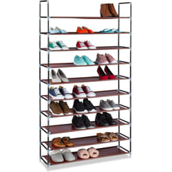 Scarpiera Salvaspazio xxl, con Rivestimento in Tessuto non Tessuto, 10 Ripiani per 50 Paia di Scarpe, Bordeaux - Relaxdays