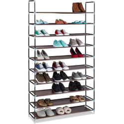 Scarpiera Salvaspazio xxl, con Rivestimento in Tessuto non Tessuto, 10 Ripiani per 50 Paia di Scarpe, Marrone - Relaxdays