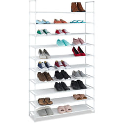 Scarpiera Salvaspazio xxl, con Rivestimento in Tessuto non Tessuto, 10 Ripiani per 50 Paia di Scarpe, Bianco - Relaxdays