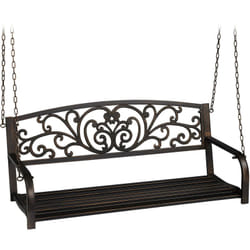 Dondolo Sospeso, Panca da Giardino da Appendere, Panchina in Metallo, 2 Posti, hlp: 190x133x55 cm, Nero Bronzo - Relaxdays