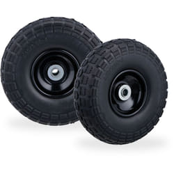 2x Ruote per Carrello, Pneumatici in Gomma Antipanne, 4.1/3.5-4', Asse 16mm, fino a 150 kg,260x85mm, nero - Relaxdays