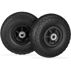 2x Ruote per Carrello, Pneumatici in Gomma Antipanne, 4.1/3.5-4', Asse 16mm, fino a 150 kg,260x85mm, nero - Relaxdays