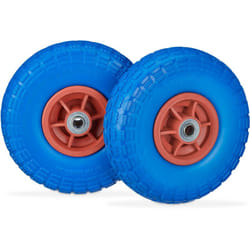 2x Ruote per Carrello, Pneumatici in Gomma Antipanne, 4.1/3.5-4', Asse 16mm, fino a 150 kg,260x85mm, blu rosso - Relaxdays