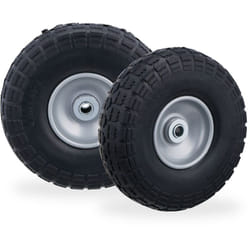 2x Ruote per Carrello, Pneumatici in Gomma Antipanne 4.1/3.5-4' Asse 16mm, fino a 150 kg,260x85mm, nero grigio - Relaxdays