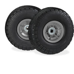 2x Ruote per Carrello, Pneumatici in Gomma Antipanne 4.1/3.5-4' Asse 16mm, fino a 150 kg,260x85mm, nero grigio - Relaxdays