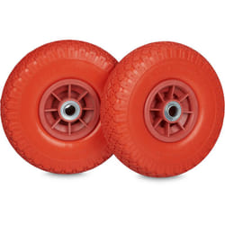 Ruota per Carrello in Set da 2, 3.00-4', 260x85 mm, Gomma Antiforatura, Asse 20 mm, Fino a 80 kg, Rosso - Relaxdays