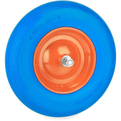 Ruote Carriola 4.80 4.00-8 con Asse, Gomma Piena, Cerchione in Acciaio, Antiforatura, Carrello, Blu/Arancione - Relaxdays