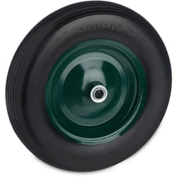 Ruote Carriola in pu 4.80 4.00-8, Gomma Piena Antiforatura, Cerchione in Acciaio, 120 kg Carico, Nero Verde - Relaxdays