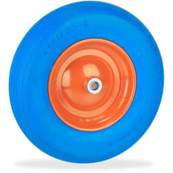 Ruote Carriola 4.80 4.00-8, Gomma Piena con Cerchione in Acciaio, Antiforatura, da Carrello, pu, Blu Arancione - Relaxdays