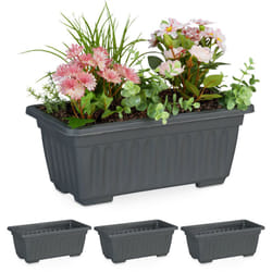 Relaxdays - Fioriera da Esterni e Interni, Set da 4, Vasi Rettangolari in Plastica, hlp: 14 x 34 x 18,5 cm, Antracite