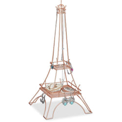 Relaxdays - Espositore Gioielli a Torre Eiffel, Porta Collane, Anelli & Bracciali, Organizer in Metallo, Design Oro/Ramato