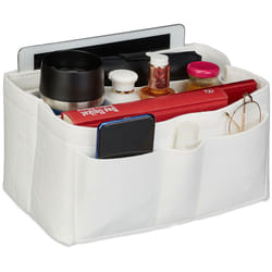 Organizer Borsa in Feltro, a Scomparti, Borsetta Rimovibile, Bag Donna, Misure s, Bianco - Relaxdays